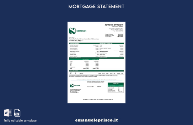 stile verificato Mozambico Nedbank Moçambique modello di estratto conto ipotecar